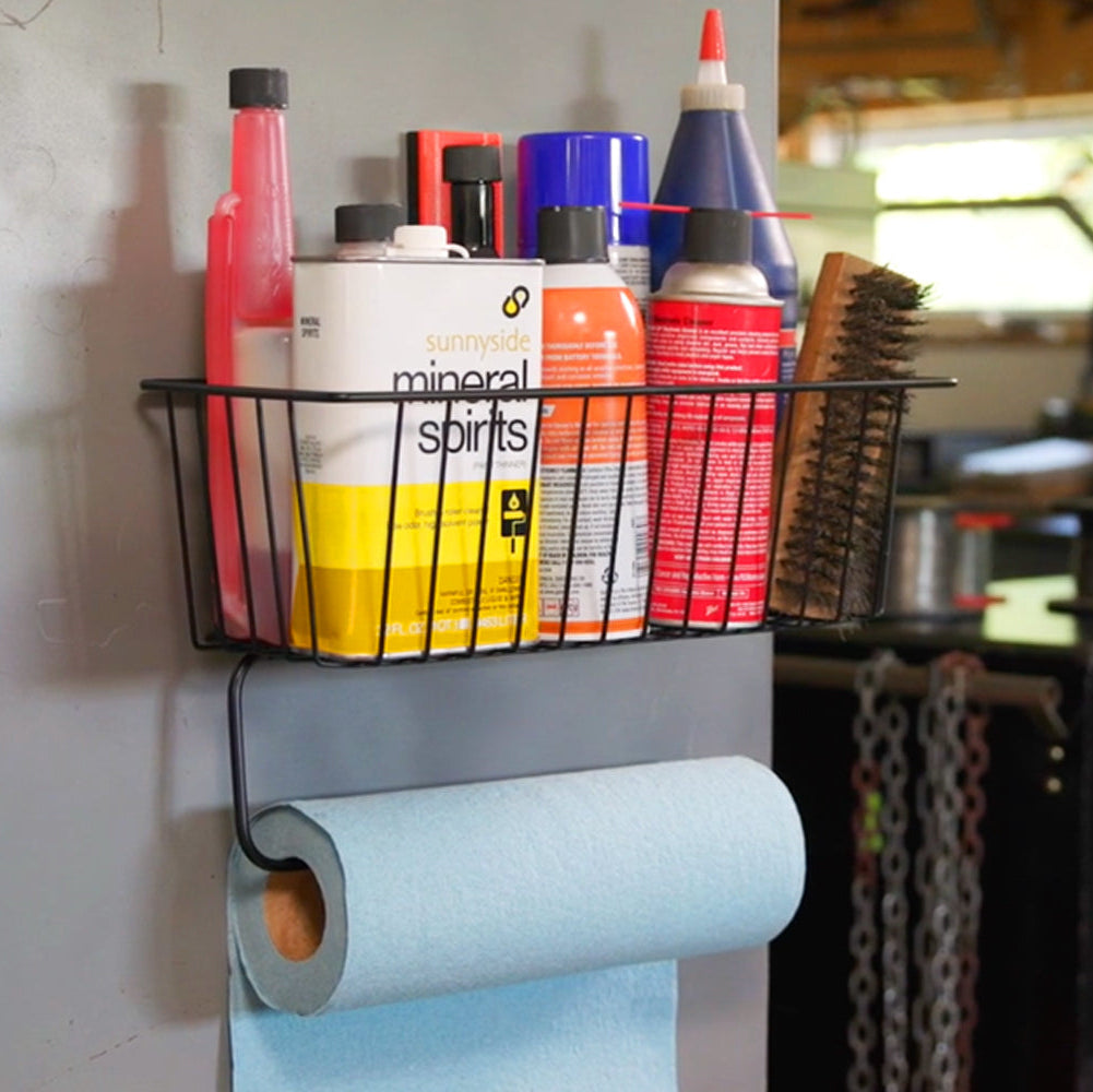 Utility Magnetic Basket with Towel Bar - Holds up to 35 lbs