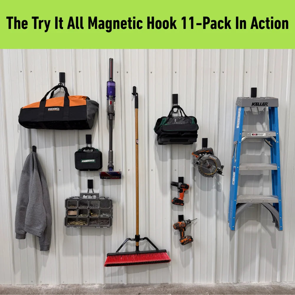 Try It All Magnetic Hook 11-Pack - Holds up to 15, 25 & 45 lbs