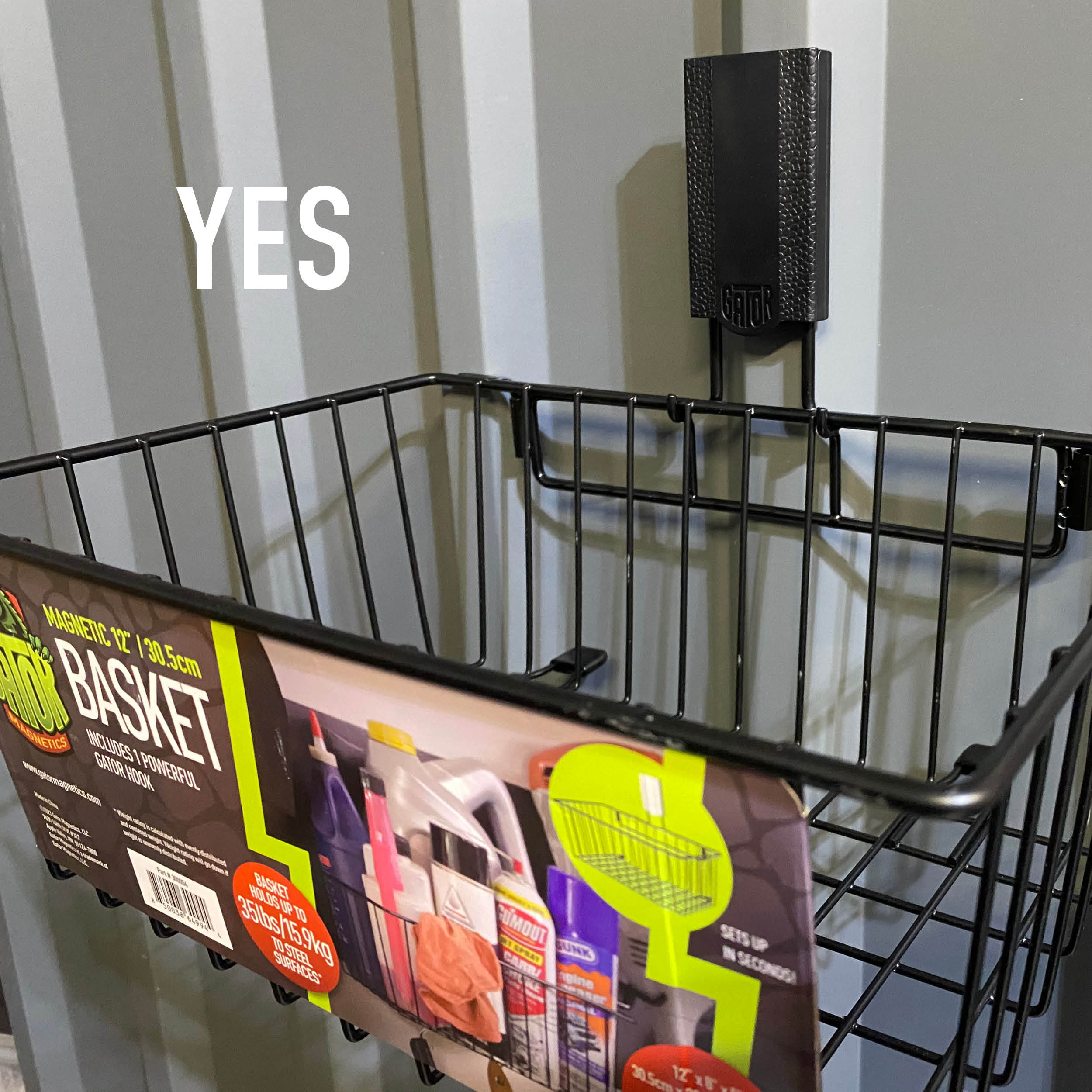 Utility Magnetic Basket with Towel Bar - Holds up to 35 lbs
