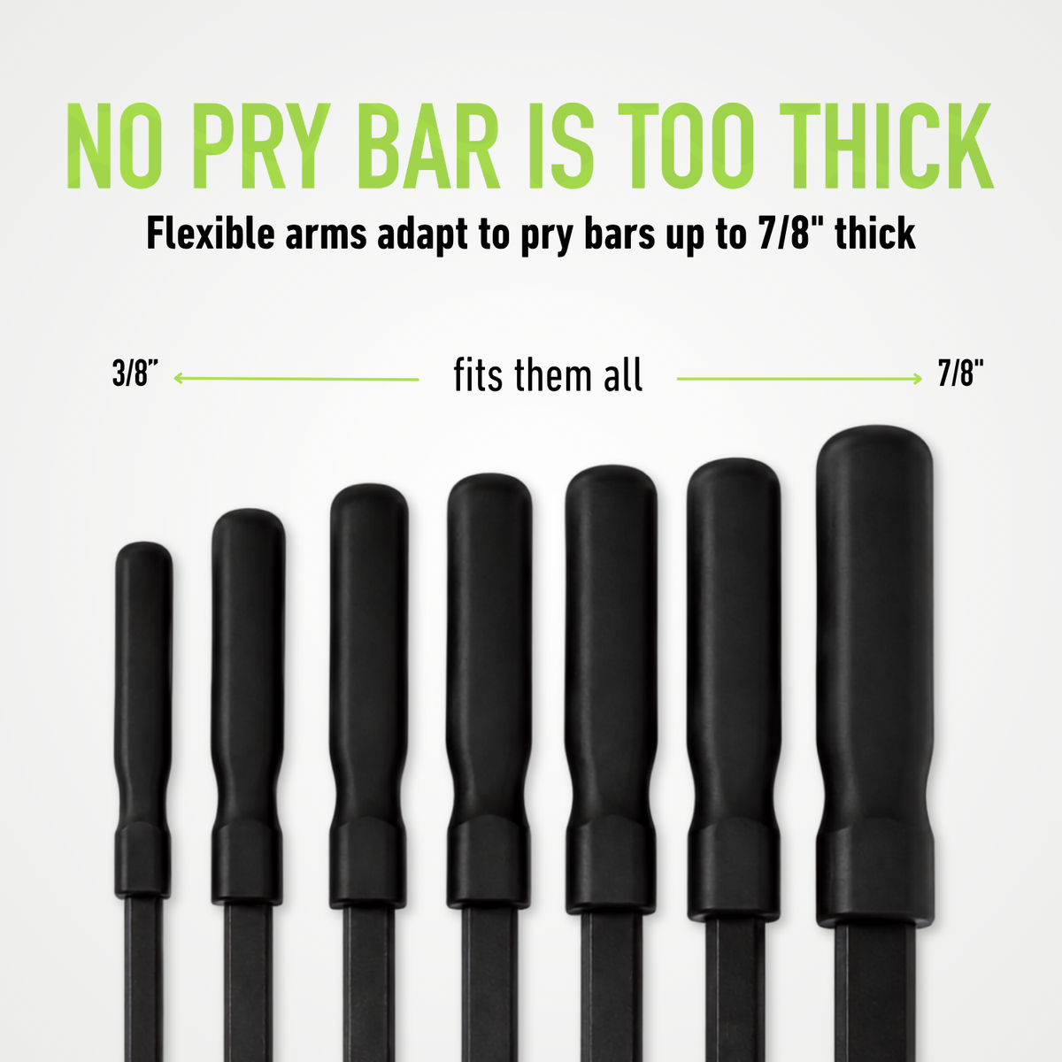 Pry Bar magnetic hook fitting pry bars from 3/8 inch to 7/8 inch thick.